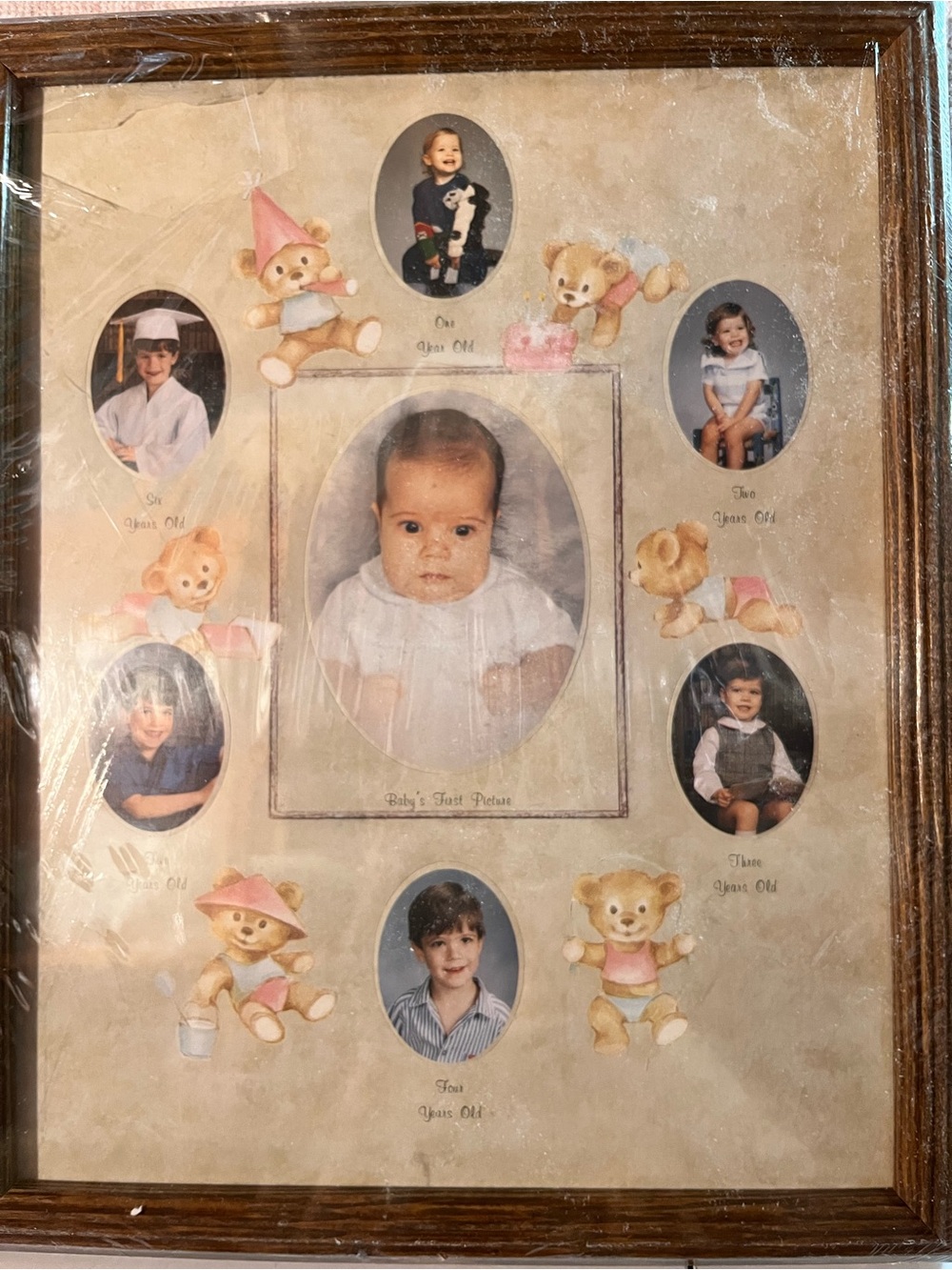 Source Unknown Cream and Brown Baby Milestone Photo Frame Collage